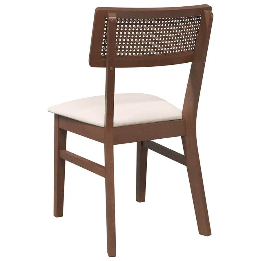 Eetkamerstoelen Met Kussens Massief Hout Rubber Bruin en licht