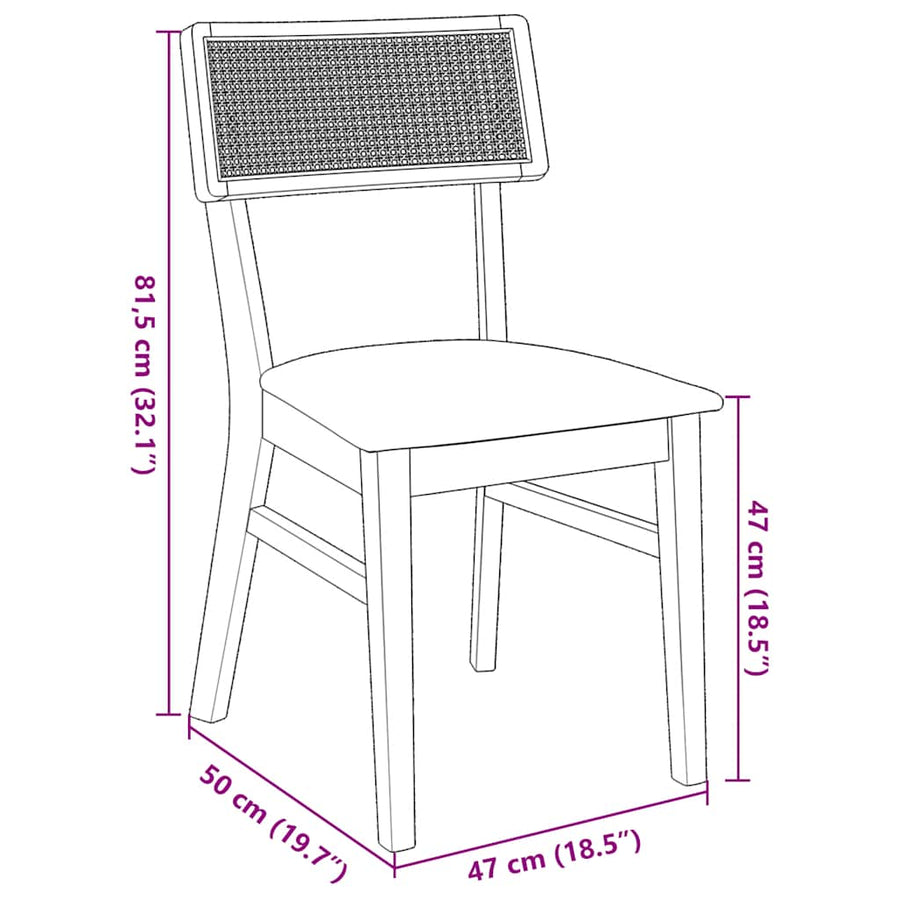 Eetkamerstoelen Met Kussens Massief Hout Rubber Bruin en licht