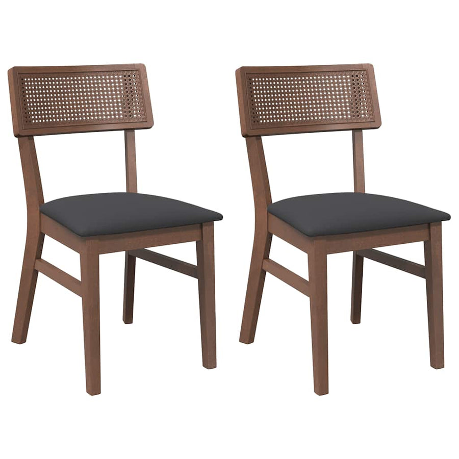 Eetkamerstoelen Met Kussens Massief Hout Rubber Bruin en zwart