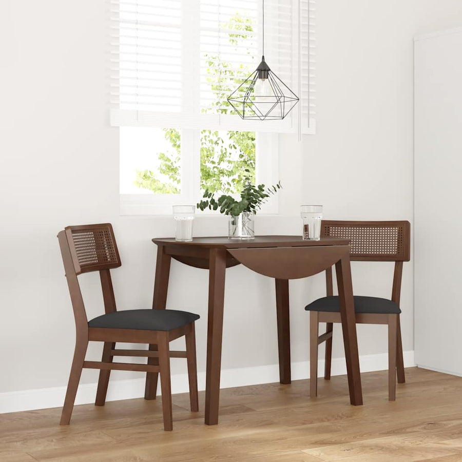Eetkamerstoelen Met Kussens Massief Hout Rubber Bruin en zwart