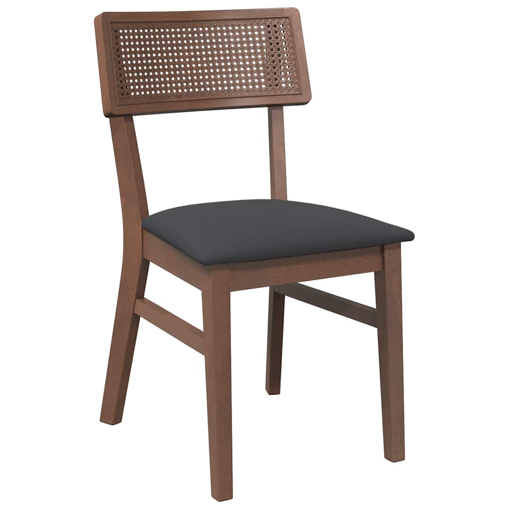 Eetkamerstoelen Met Kussens Massief Hout Rubber Bruin en zwart