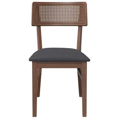 Eetkamerstoelen Met Kussens Massief Hout Rubber Bruin en zwart