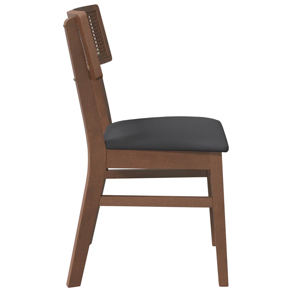 Eetkamerstoelen Met Kussens Massief Hout Rubber Bruin en zwart