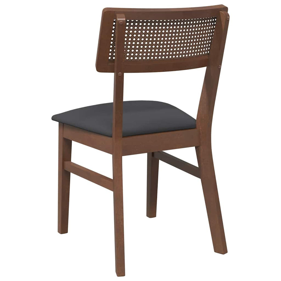 Eetkamerstoelen Met Kussens Massief Hout Rubber Bruin en zwart