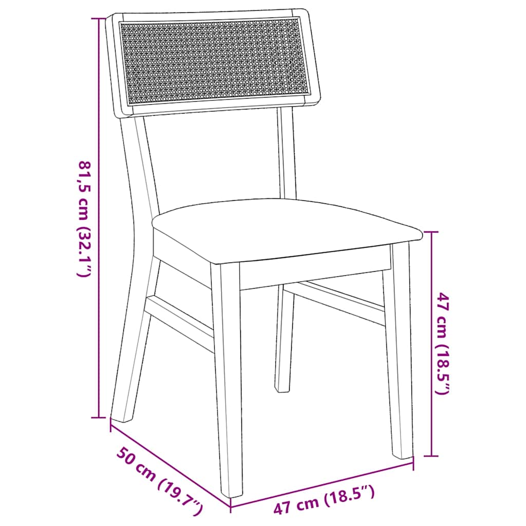 Eetkamerstoelen Met Kussens Massief Hout Rubber Bruin en zwart
