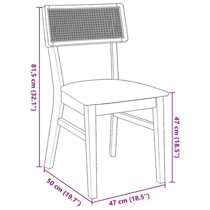 Eetkamerstoelen Met Kussens Massief Hout Rubber Bruin en zwart