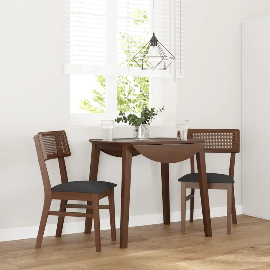 Eetkamerstoelen Met Kussens Massief Hout Rubber Bruin en zwart