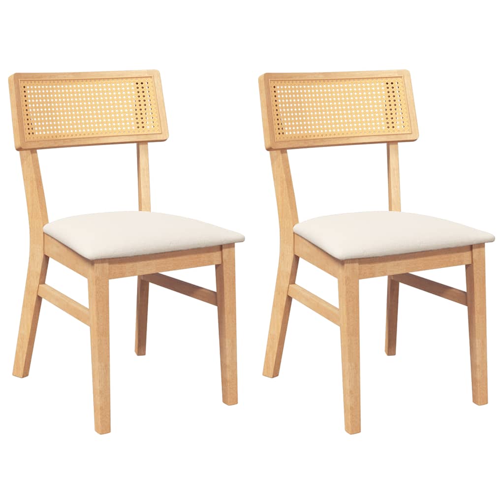 Eetkamerstoelen Met Kussens Massief Hout Rubber Naturel en licht