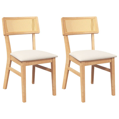 Eetkamerstoelen Met Kussens Massief Hout Rubber Naturel en licht