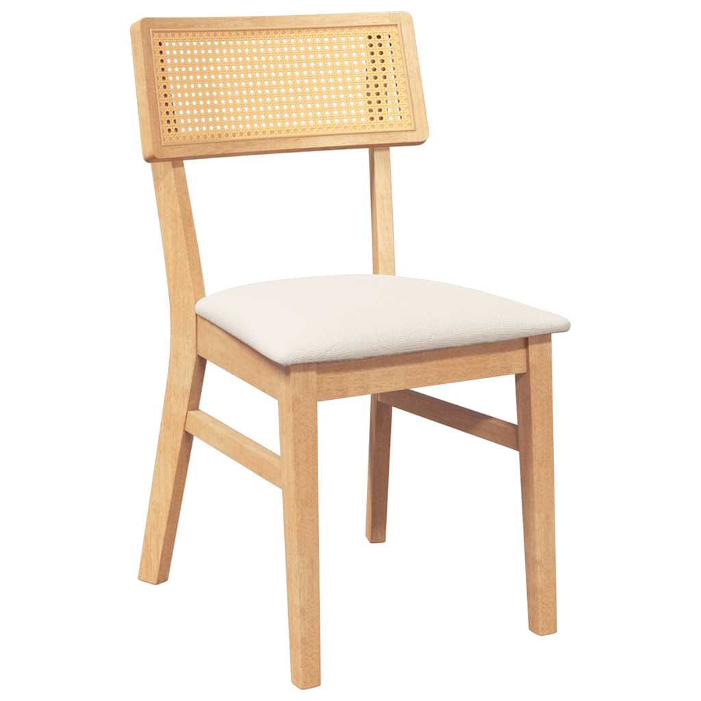 Eetkamerstoelen Met Kussens Massief Hout Rubber Naturel en licht