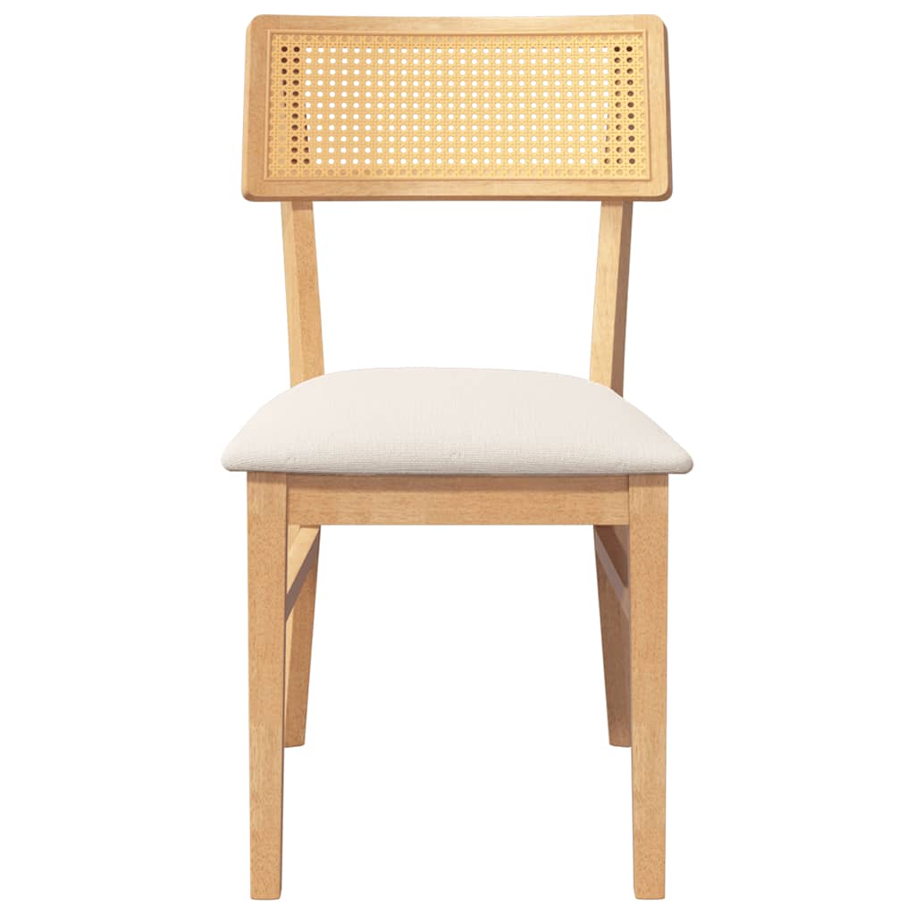 Eetkamerstoelen Met Kussens Massief Hout Rubber Naturel en licht