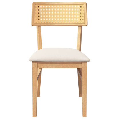 Eetkamerstoelen Met Kussens Massief Hout Rubber Naturel en licht