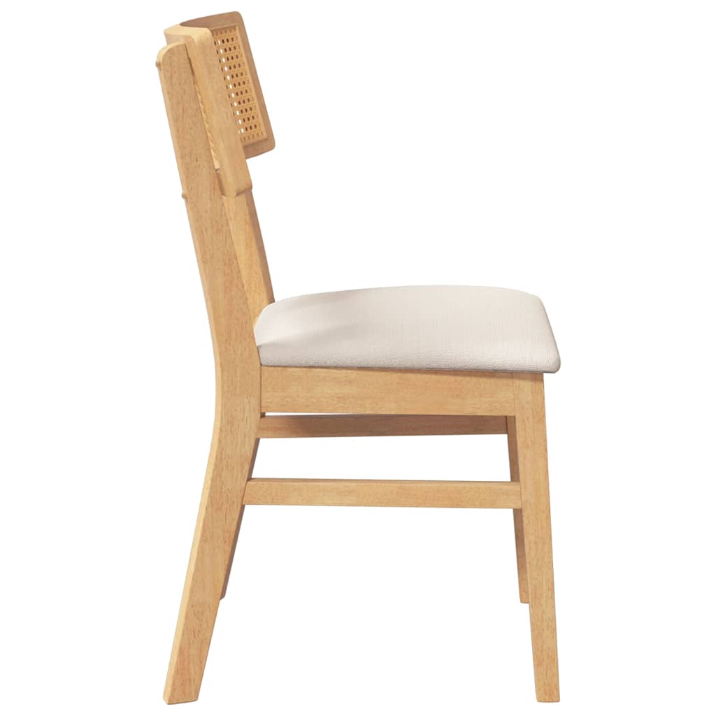 Eetkamerstoelen Met Kussens Massief Hout Rubber Naturel en licht