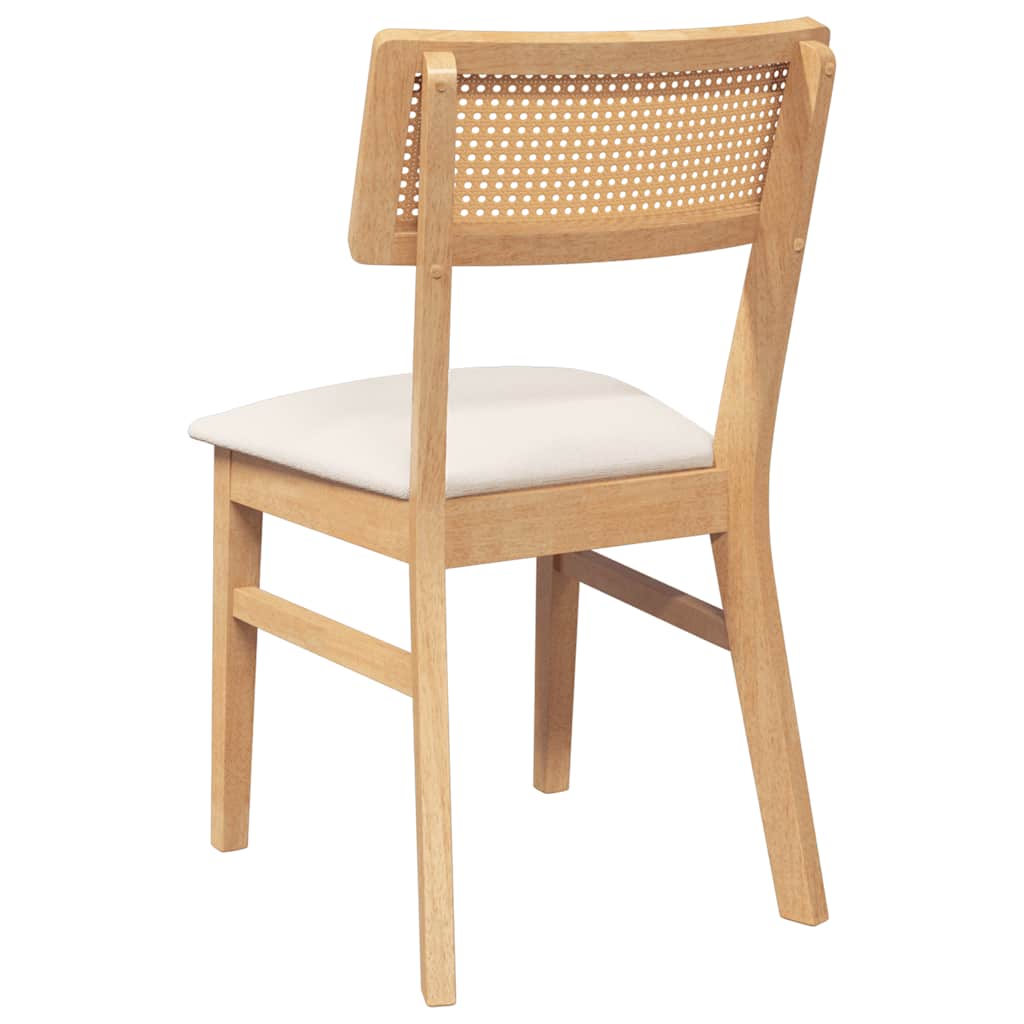 Eetkamerstoelen Met Kussens Massief Hout Rubber Naturel en licht