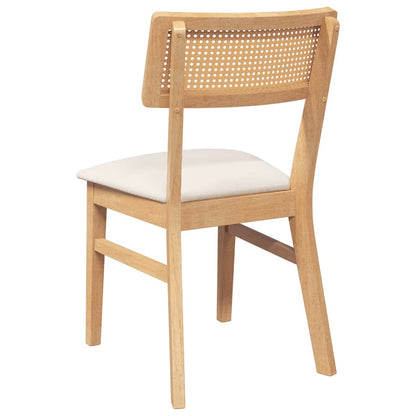 Eetkamerstoelen Met Kussens Massief Hout Rubber Naturel en licht