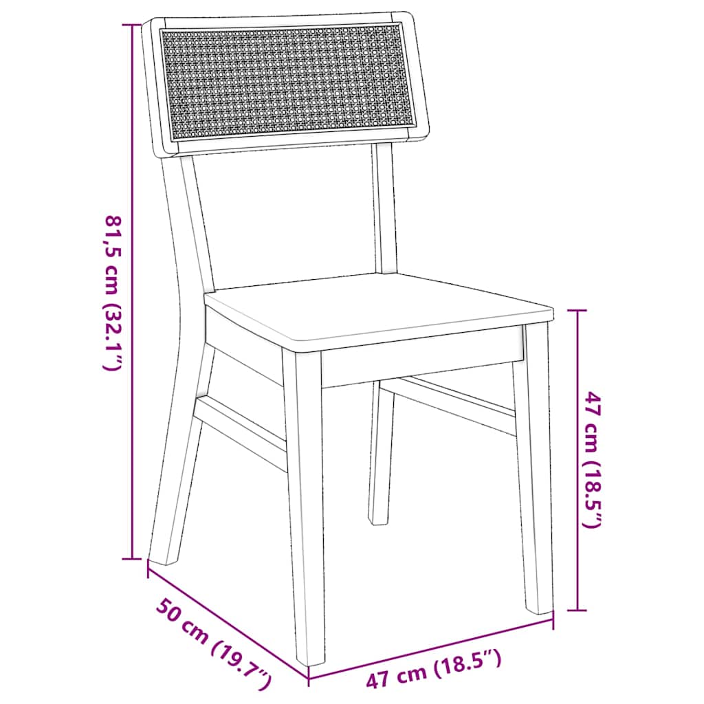 Eetkamerstoelen Massief Hout Rubber Naturel