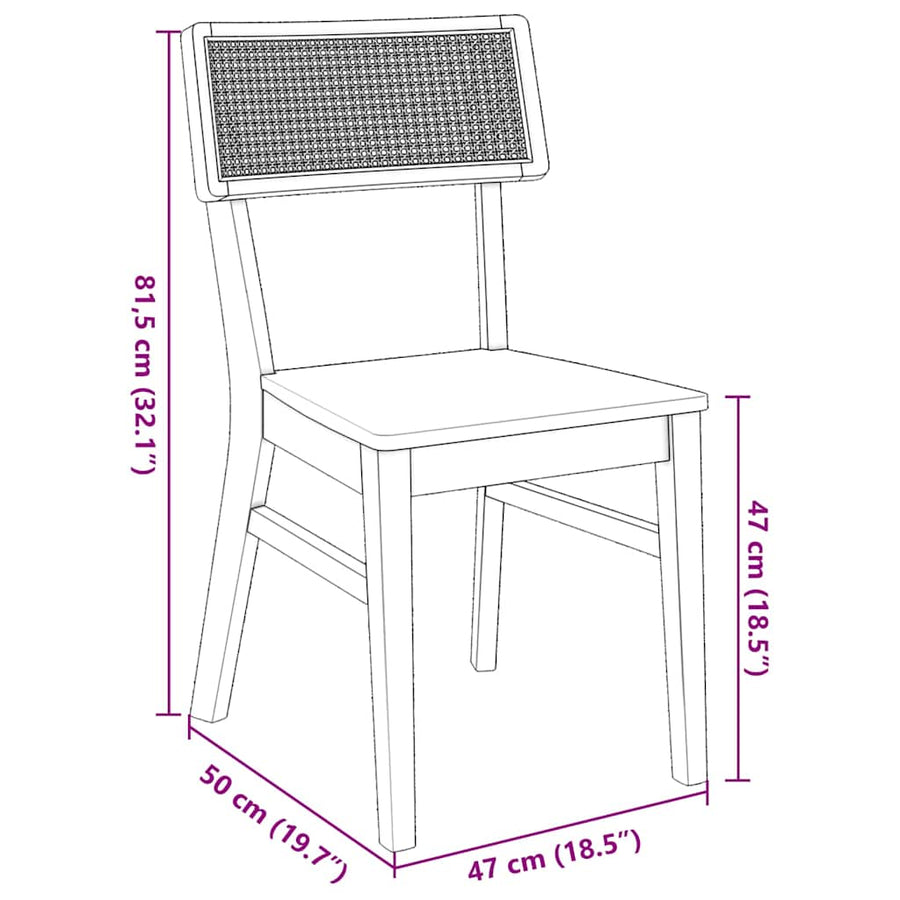 Eetkamerstoelen Massief Hout Rubber Naturel