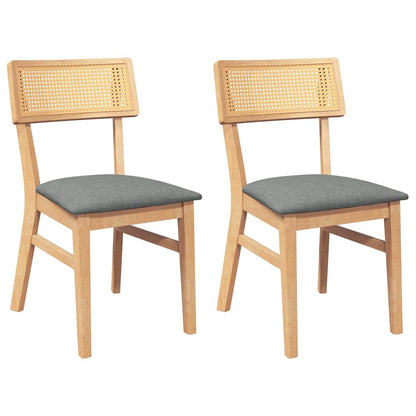 Eetkamerstoelen Met Kussens Massief Hout Rubber Naturel en wit