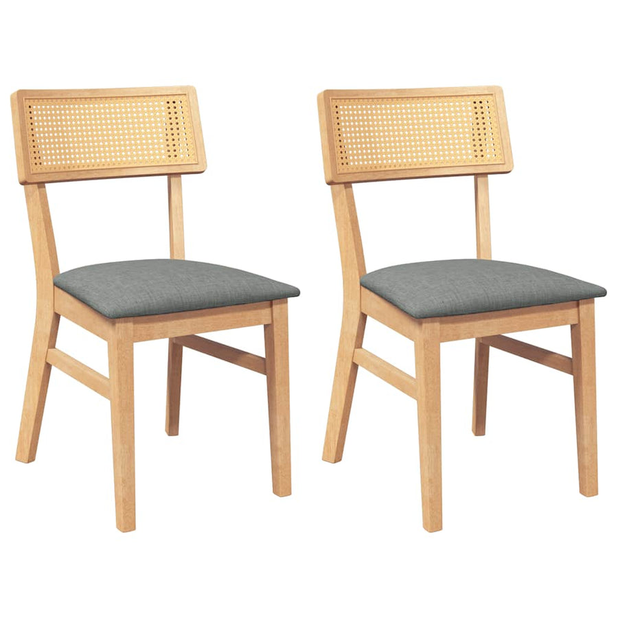 Eetkamerstoelen Met Kussens Massief Hout Rubber Naturel en wit