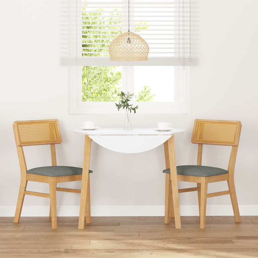 Eetkamerstoelen Met Kussens Massief Hout Rubber Naturel en wit