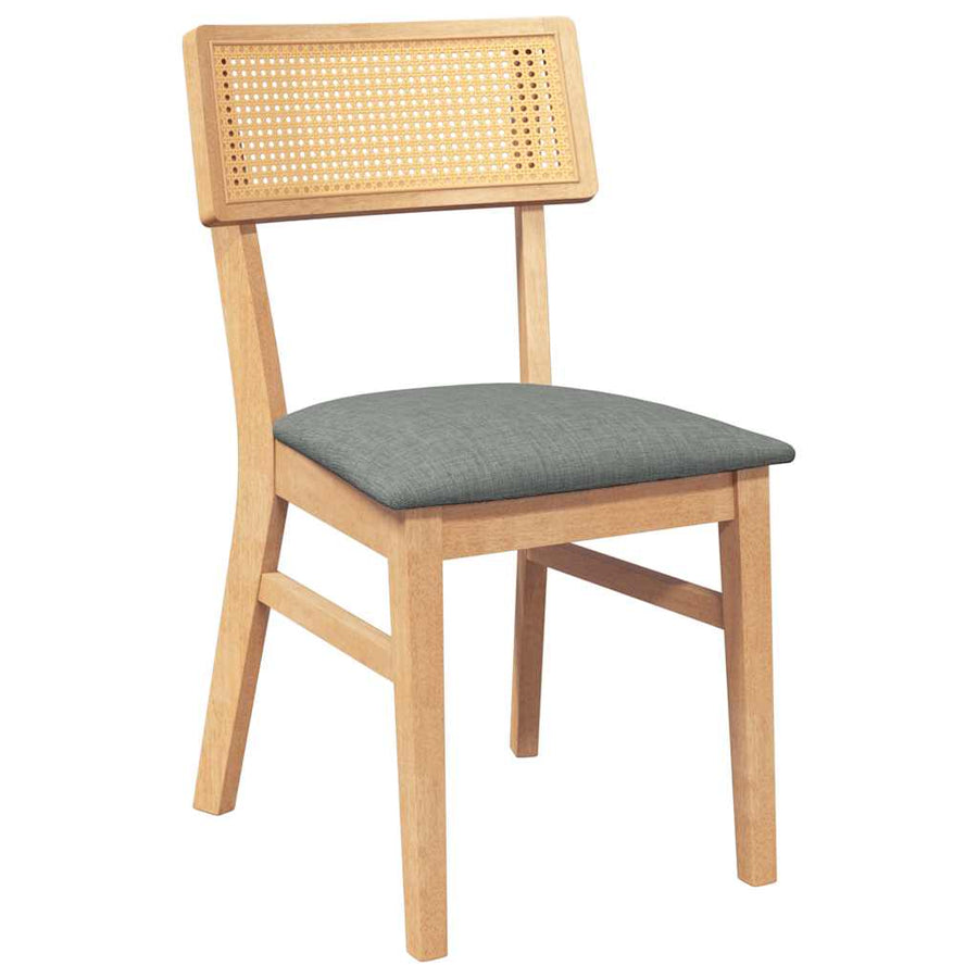 Eetkamerstoelen Met Kussens Massief Hout Rubber Naturel en wit