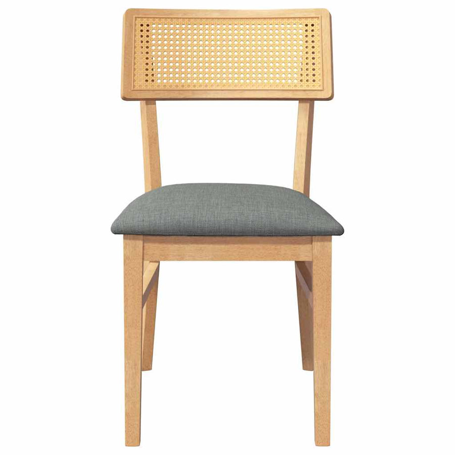 Eetkamerstoelen Met Kussens Massief Hout Rubber Naturel en wit