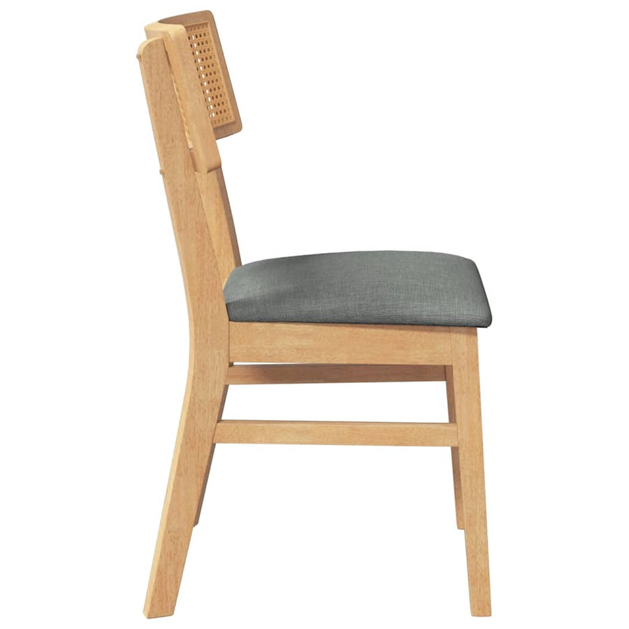 Eetkamerstoelen Met Kussens Massief Hout Rubber Naturel en wit