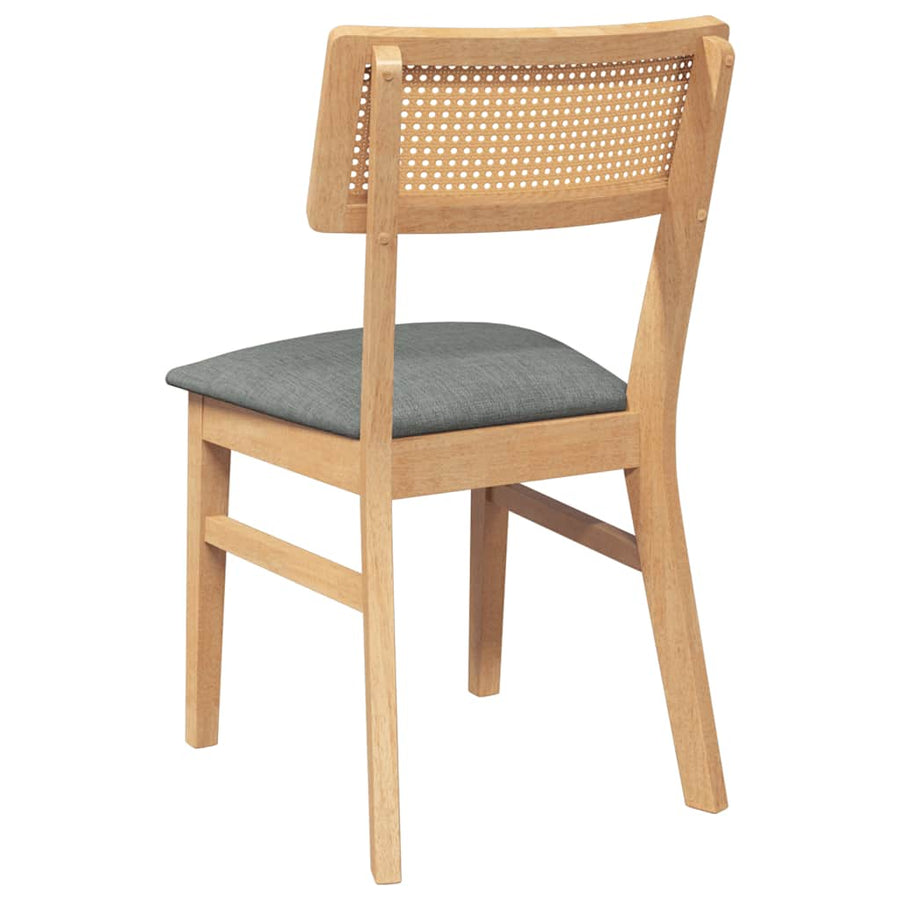 Eetkamerstoelen Met Kussens Massief Hout Rubber Naturel en wit