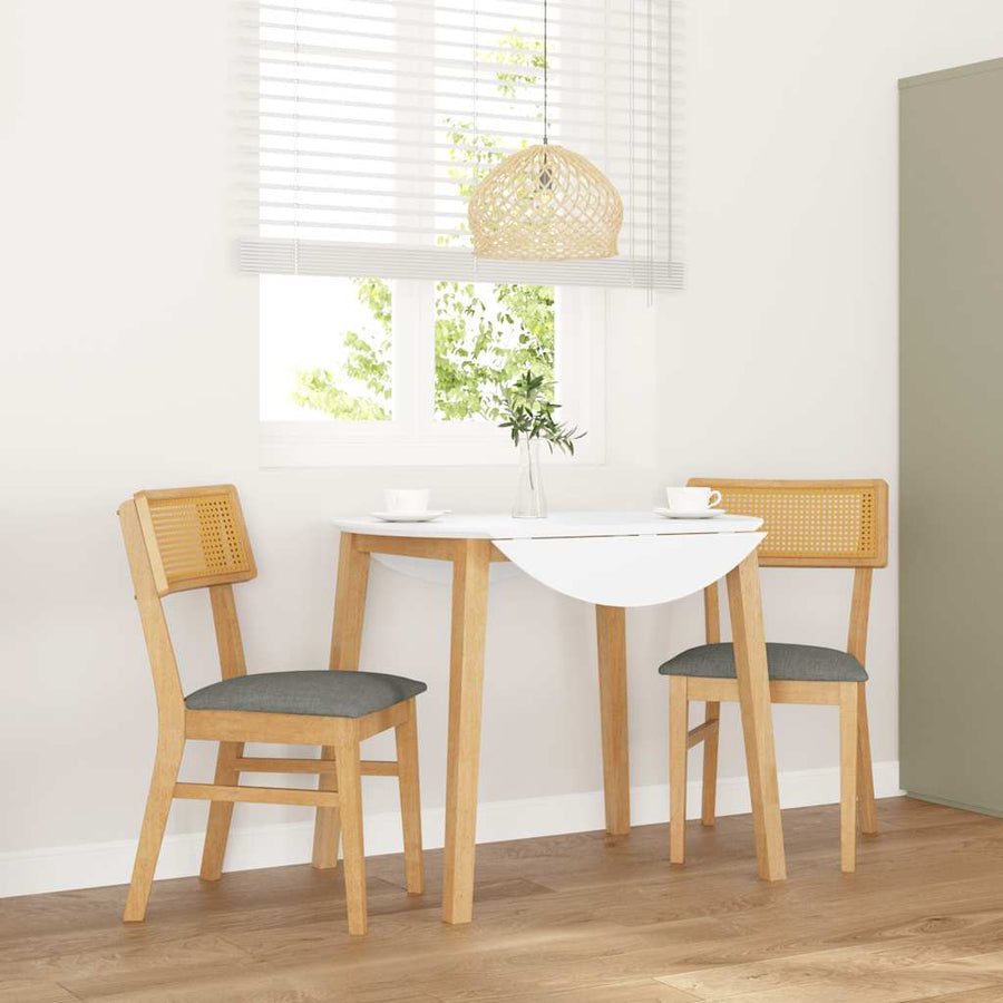 Eetkamerstoelen Met Kussens Massief Hout Rubber Naturel en wit