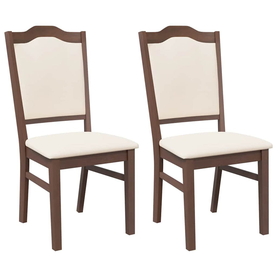 Eetkamerstoelen met kussens 2 stuks bruin massief hout rubber