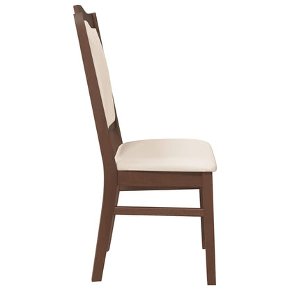 Eetkamerstoelen met kussens 2 stuks bruin massief hout rubber