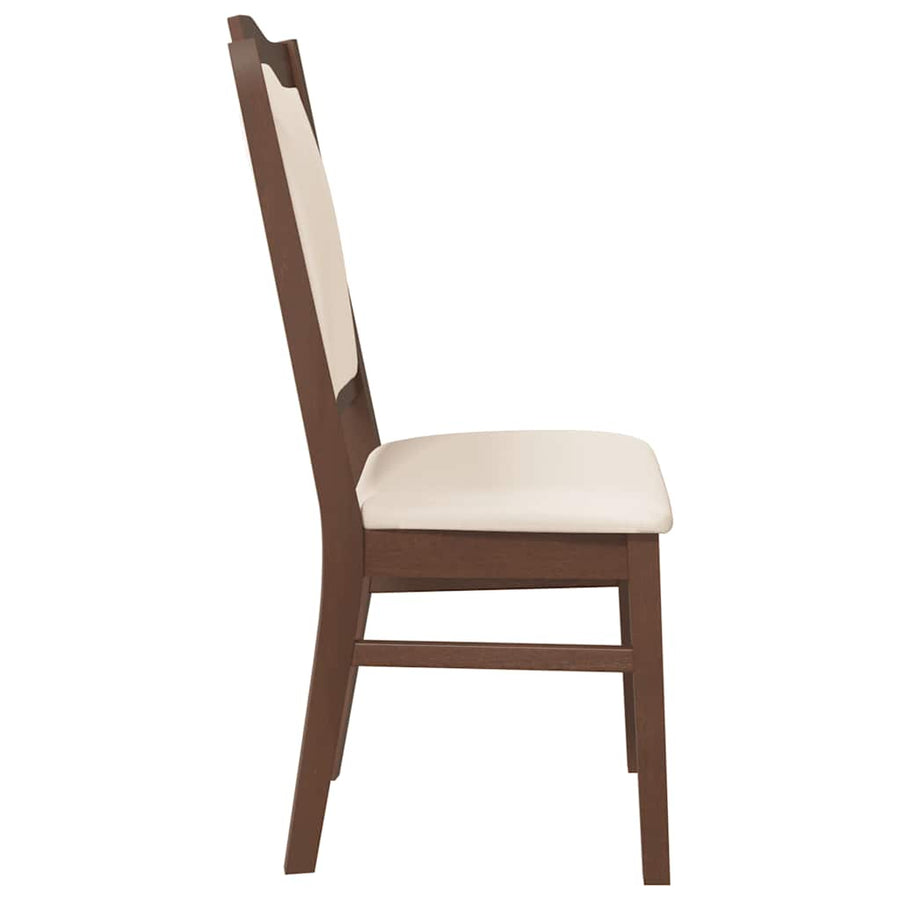 Eetkamerstoelen met kussens 2 stuks bruin massief hout rubber