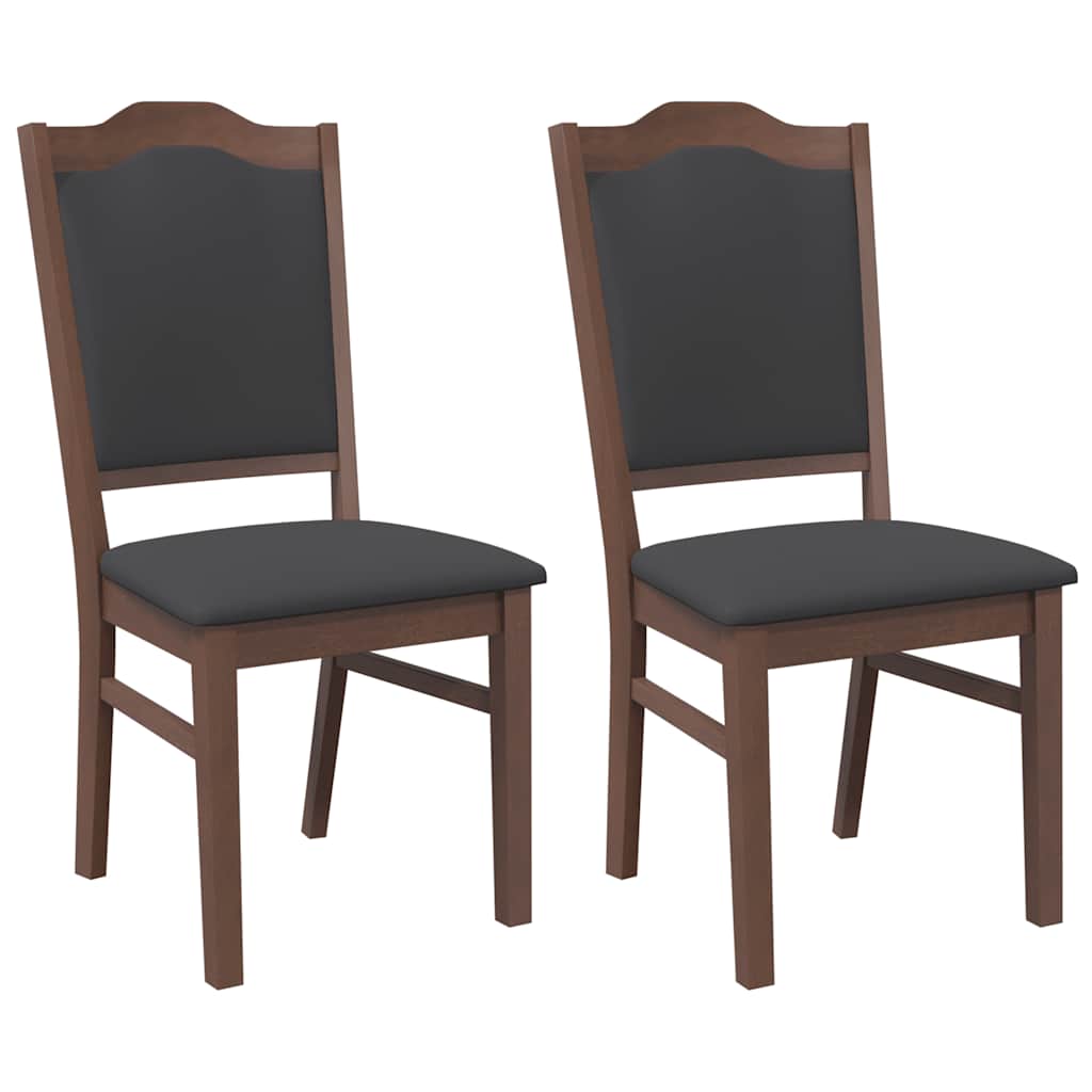 Eetkamerstoelen met kussens 2 stuks bruin massief hout rubber