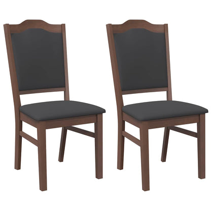 Eetkamerstoelen met kussens 2 stuks bruin massief hout rubber