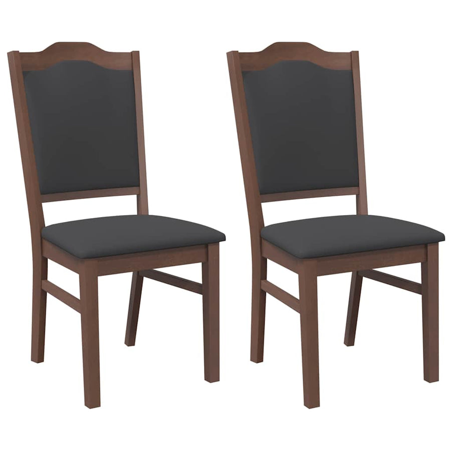 Eetkamerstoelen met kussens 2 stuks bruin massief hout rubber