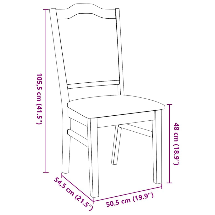 Eetkamerstoelen met kussens 2 stuks massief hout rubber