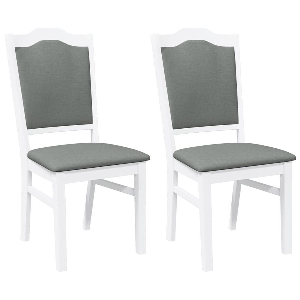 Eetkamerstoelen met kussens 2 stuks wit massief hout rubber
