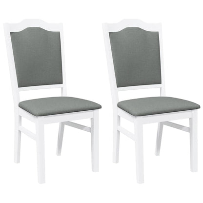 Eetkamerstoelen met kussens 2 stuks wit massief hout rubber
