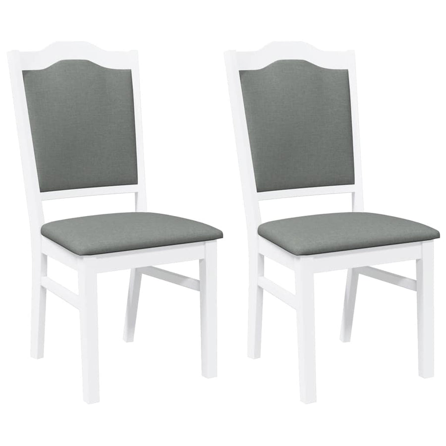 Eetkamerstoelen met kussens 2 stuks wit massief hout rubber