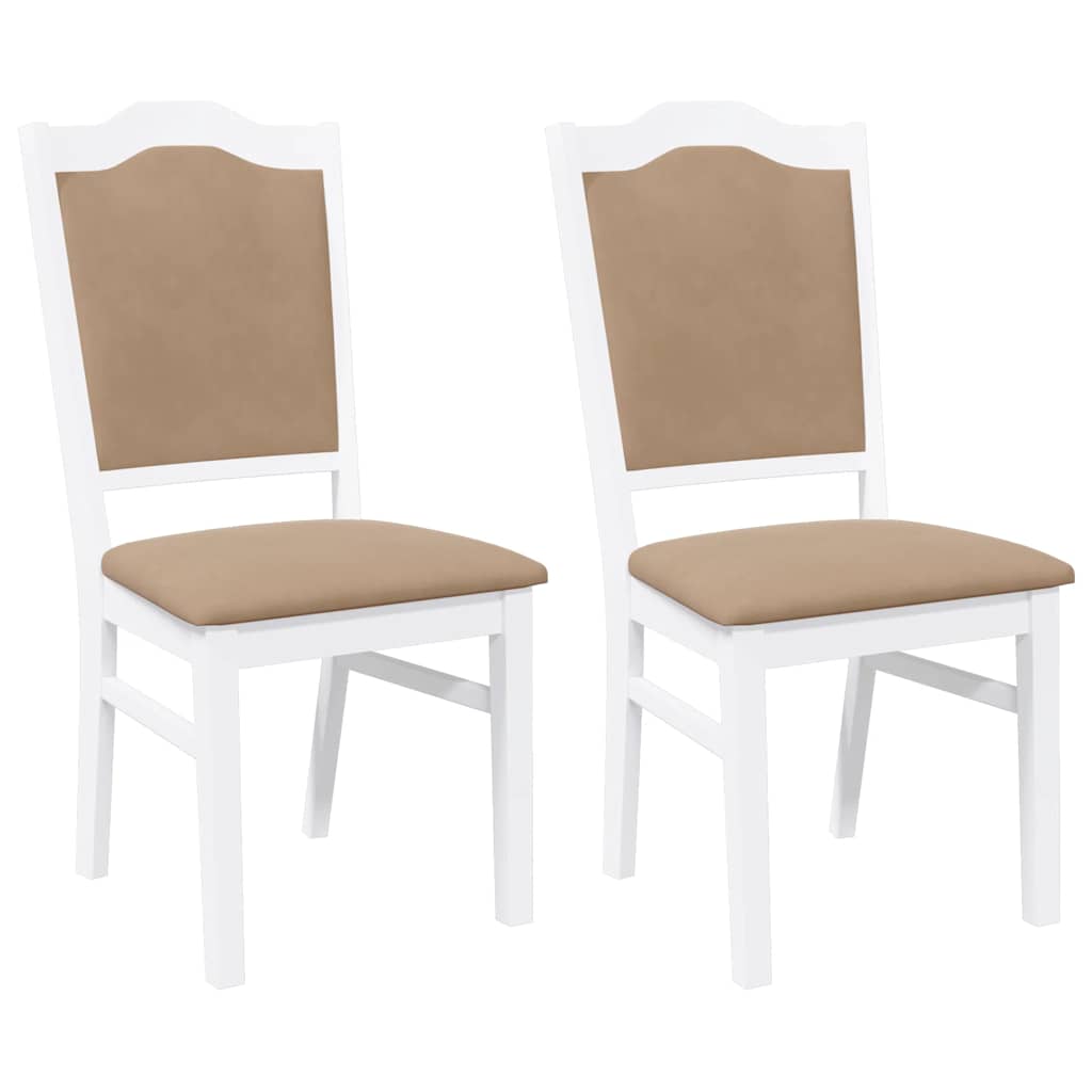 Eetkamerstoelen met kussens 2 stuks wit massief hout rubber