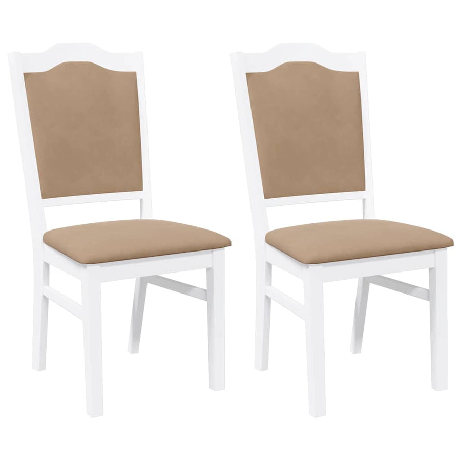 Eetkamerstoelen met kussens 2 stuks wit massief hout rubber