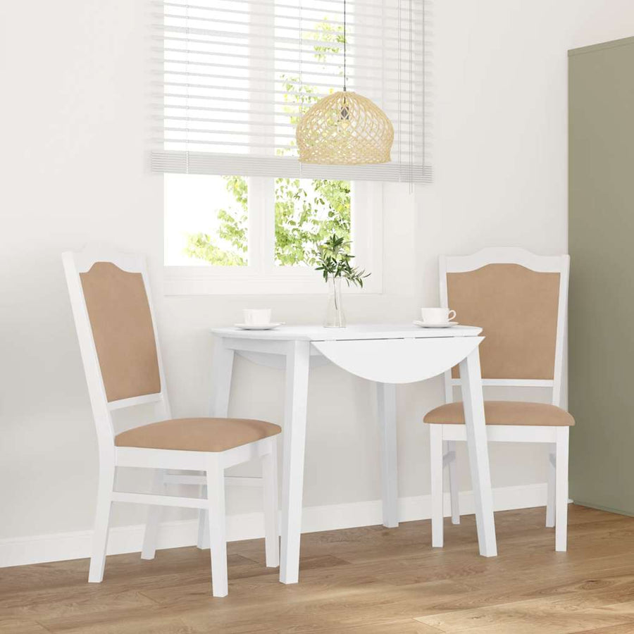Eetkamerstoelen met kussens 2 stuks wit massief hout rubber