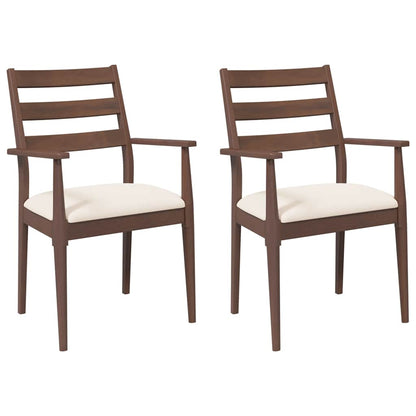 Eetkamerstoelen met kussens 2 stuks bruin massief hout rubber