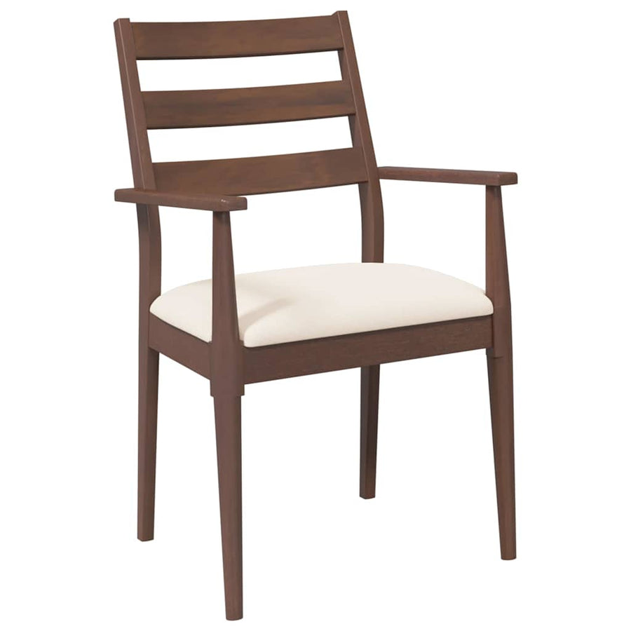 Eetkamerstoelen met kussens 2 stuks bruin massief hout rubber