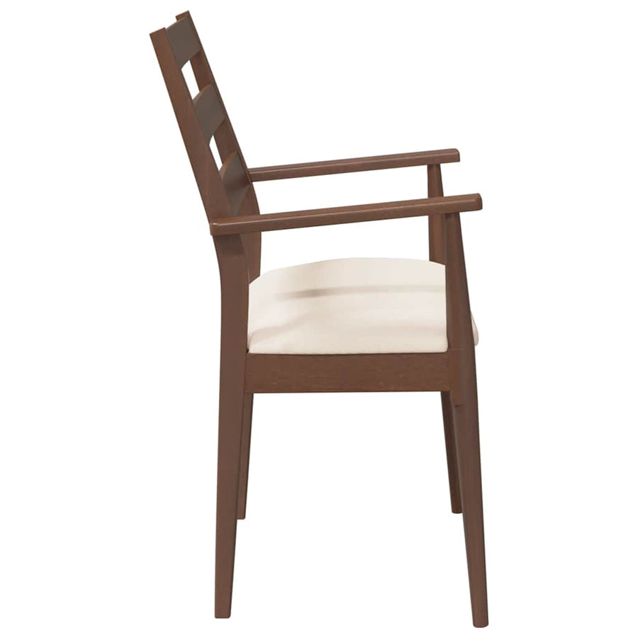 Eetkamerstoelen met kussens 2 stuks bruin massief hout rubber