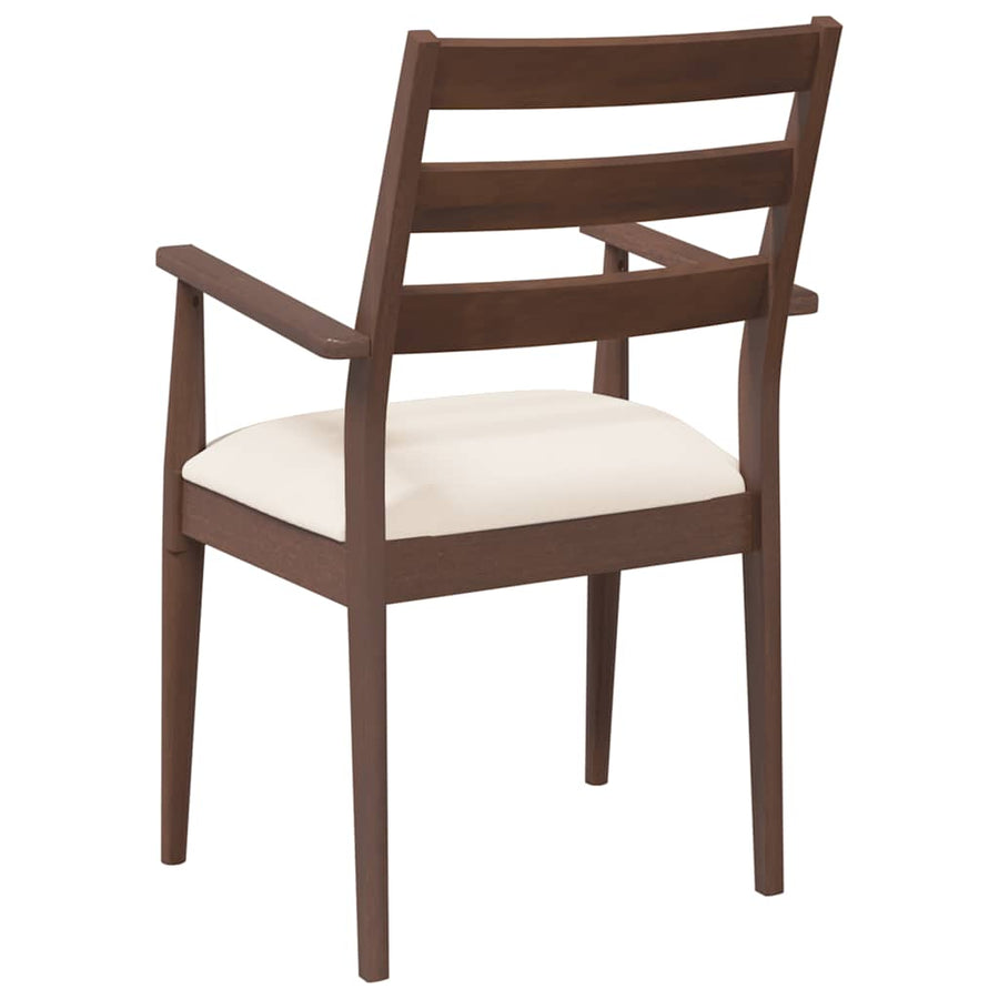 Eetkamerstoelen met kussens 2 stuks bruin massief hout rubber