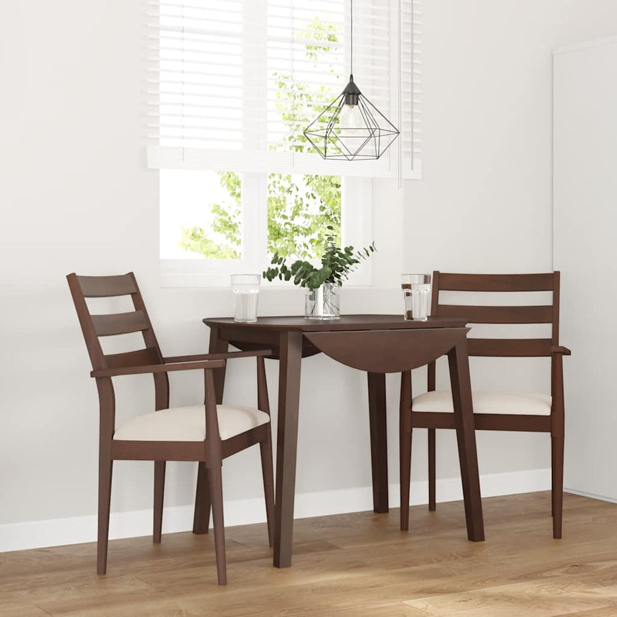 Eetkamerstoelen met kussens 2 stuks bruin massief hout rubber