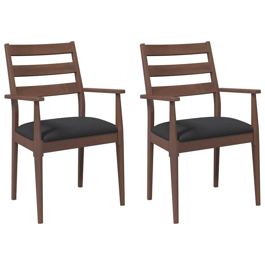 Eetkamerstoelen met kussens 2 stuks bruin massief hout rubber