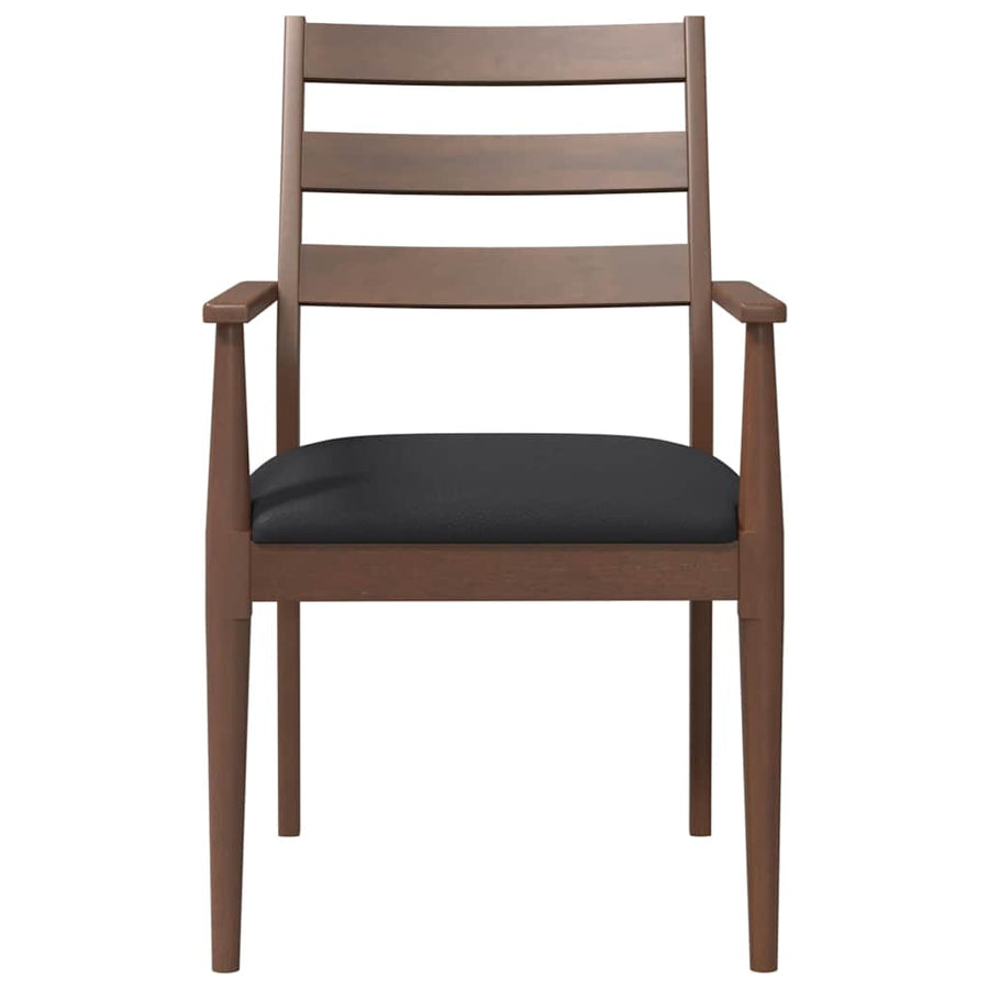Eetkamerstoelen met kussens 2 stuks bruin massief hout rubber
