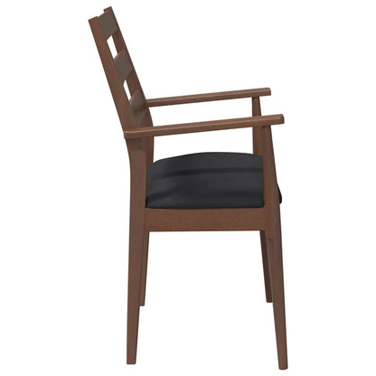 Eetkamerstoelen met kussens 2 stuks bruin massief hout rubber